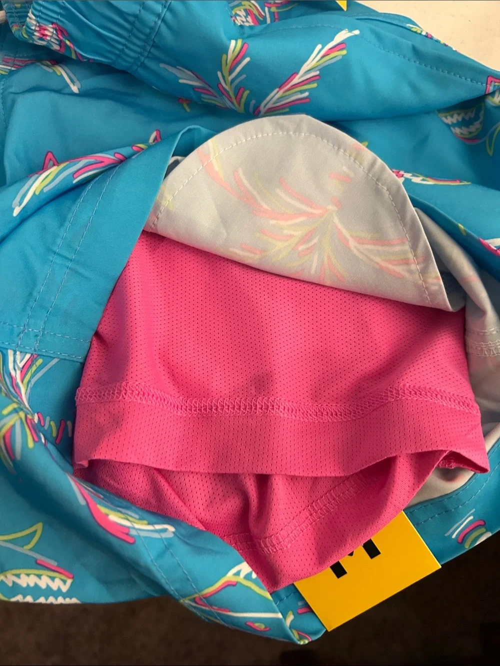 Men's Turquoise Shark & Palm Print Swim Shorts Mens M NWT